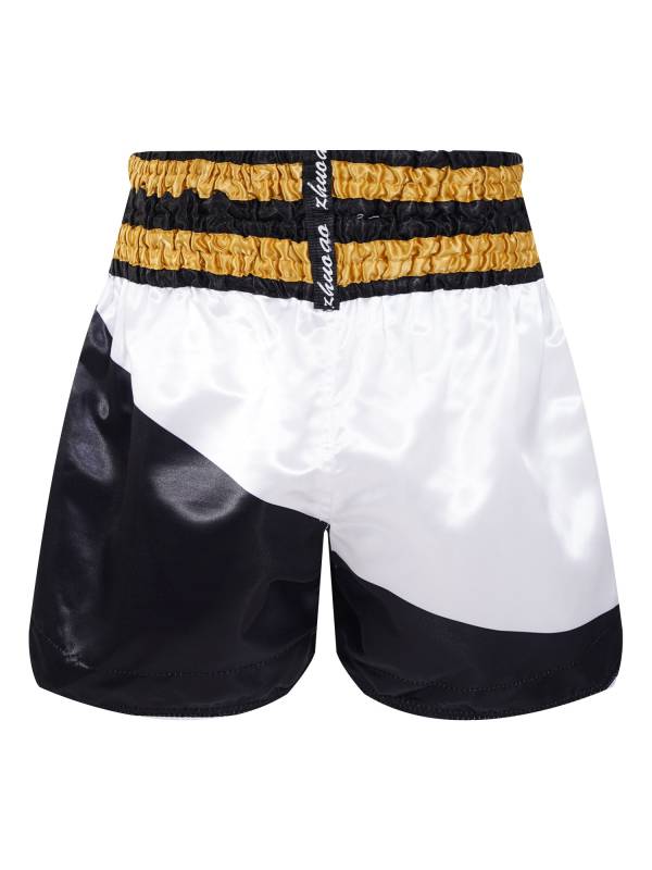 Kids Boys Color Block Elastic Waistband Side Slit Boxing Shorts thumb
