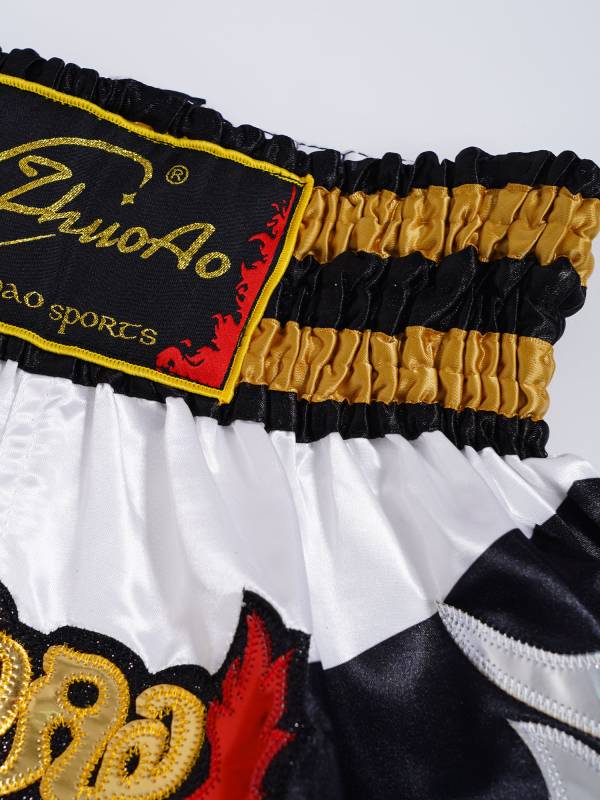 Kids Boys Color Block Elastic Waistband Side Slit Boxing Shorts thumb