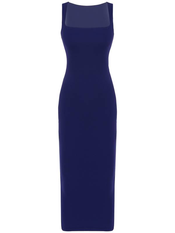Women Square Neck Sleeveless Empire Waist Bodycon Maxi Party Dress thumb