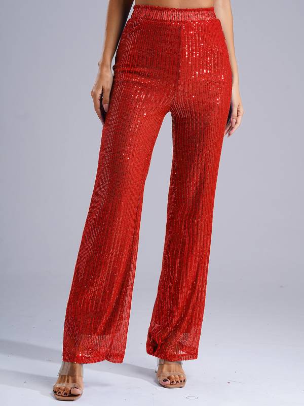 Women High Waist Glitter Sequins Loose Pants for Dance Party thumb