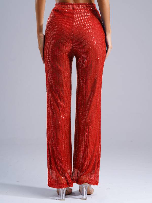 Women High Waist Glitter Sequins Loose Pants for Dance Party thumb