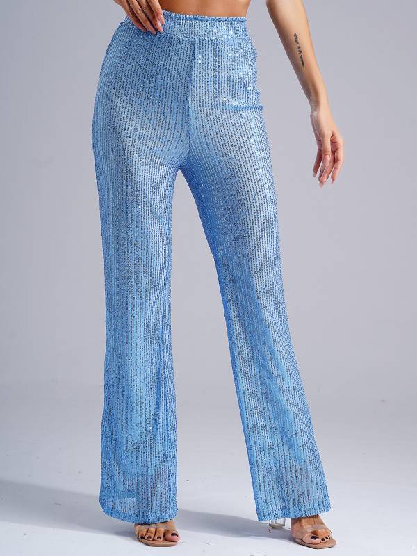 Women High Waist Glitter Sequins Loose Pants for Dance Party thumb