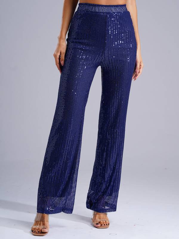 Women High Waist Glitter Sequins Loose Pants for Dance Party thumb