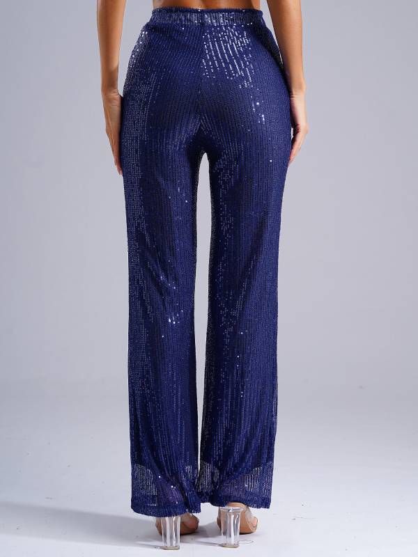 Women High Waist Glitter Sequins Loose Pants for Dance Party thumb