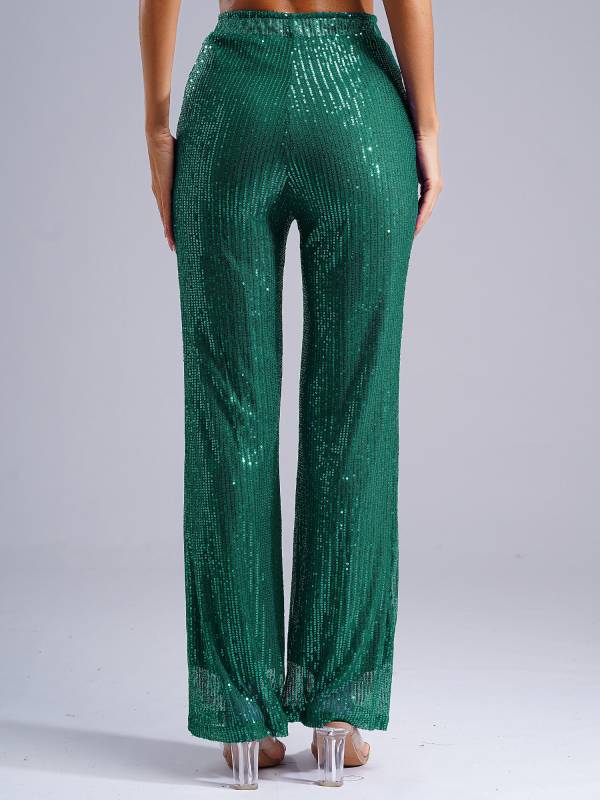Women High Waist Glitter Sequins Loose Pants for Dance Party thumb