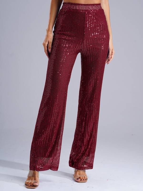 Women High Waist Glitter Sequins Loose Pants for Dance Party thumb
