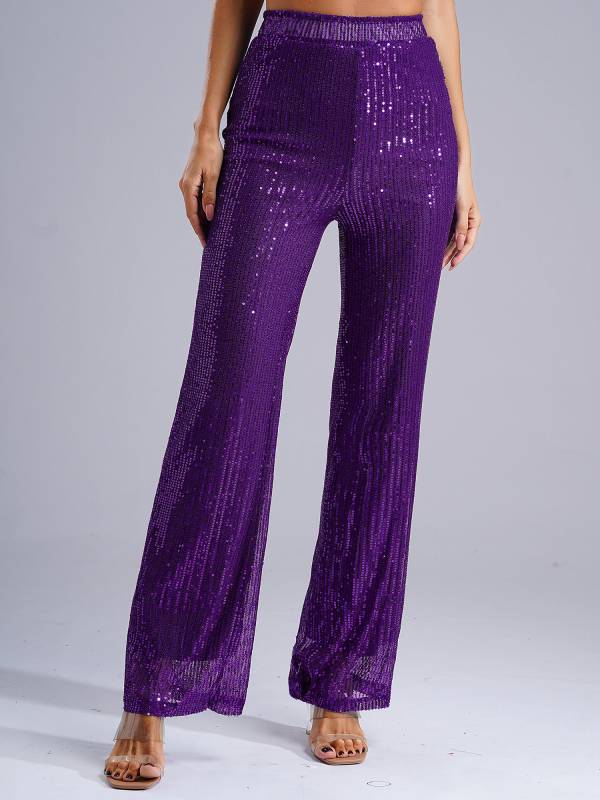 Women High Waist Glitter Sequins Loose Pants for Dance Party thumb