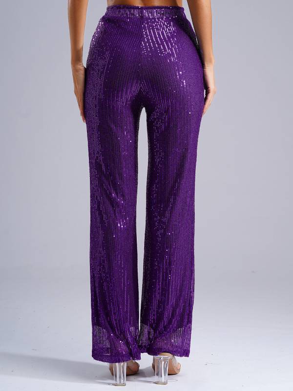 Women High Waist Glitter Sequins Loose Pants for Dance Party thumb
