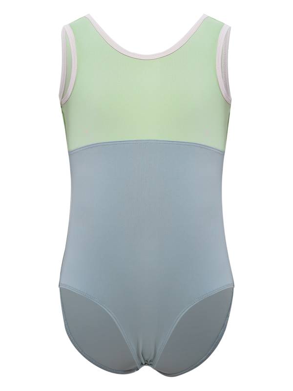Kids Girls Color Block Crisscross Sleeveless Gymnastics Leotard thumb