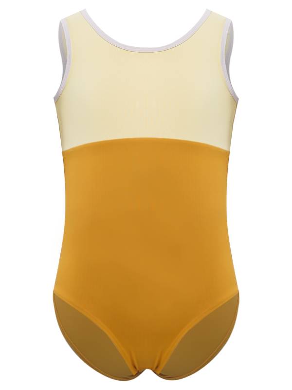 Kids Girls Color Block Crisscross Sleeveless Gymnastics Leotard thumb