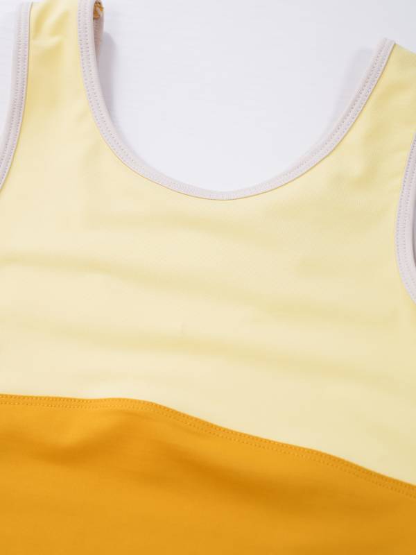 Kids Girls Color Block Crisscross Sleeveless Gymnastics Leotard thumb
