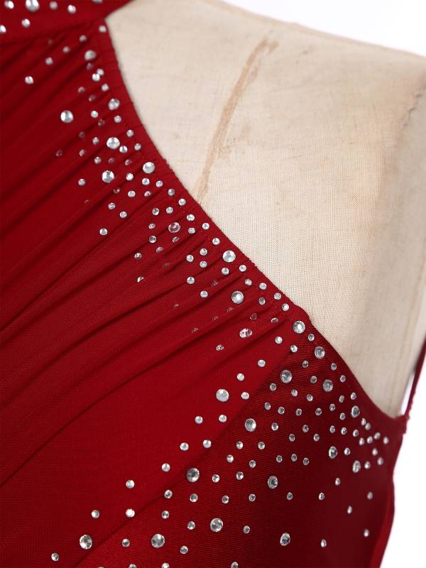 Women Sleeveless Backless Mesh Rhinestone Lyrical Dance Leotard Dress thumb