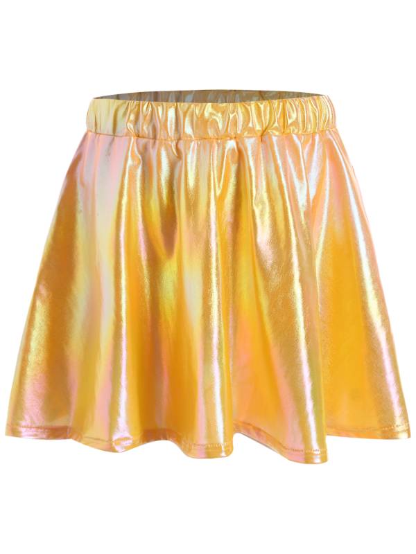 Kids Girls Metallic A-Line Miniskirt for Cheerleading Dance thumb