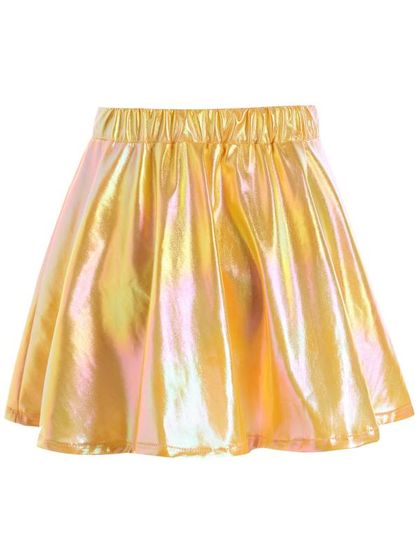 Kids Girls Metallic A-Line Miniskirt for Cheerleading Dance thumb