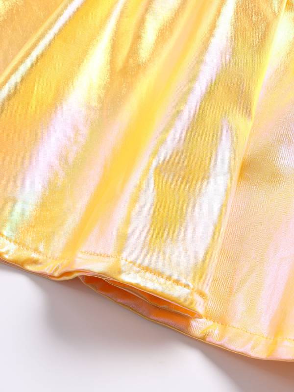 Kids Girls Metallic A-Line Miniskirt for Cheerleading Dance thumb