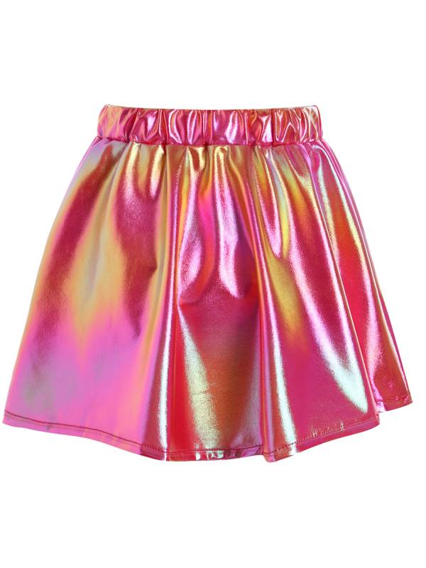 Kids Girls Metallic A-Line Miniskirt for Cheerleading Dance thumb