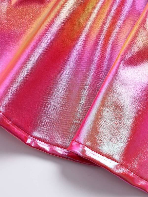 Kids Girls Metallic A-Line Miniskirt for Cheerleading Dance thumb