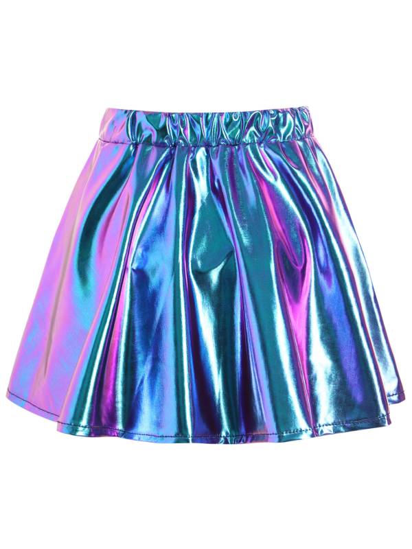 Kids Girls Metallic A-Line Miniskirt for Cheerleading Dance thumb