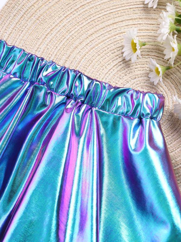 Kids Girls Metallic A-Line Miniskirt for Cheerleading Dance thumb