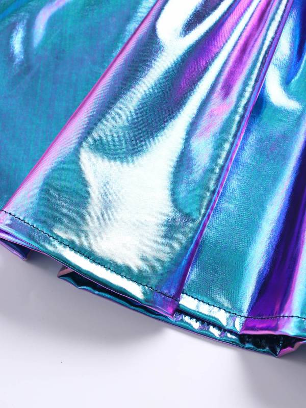 Kids Girls Metallic A-Line Miniskirt for Cheerleading Dance thumb