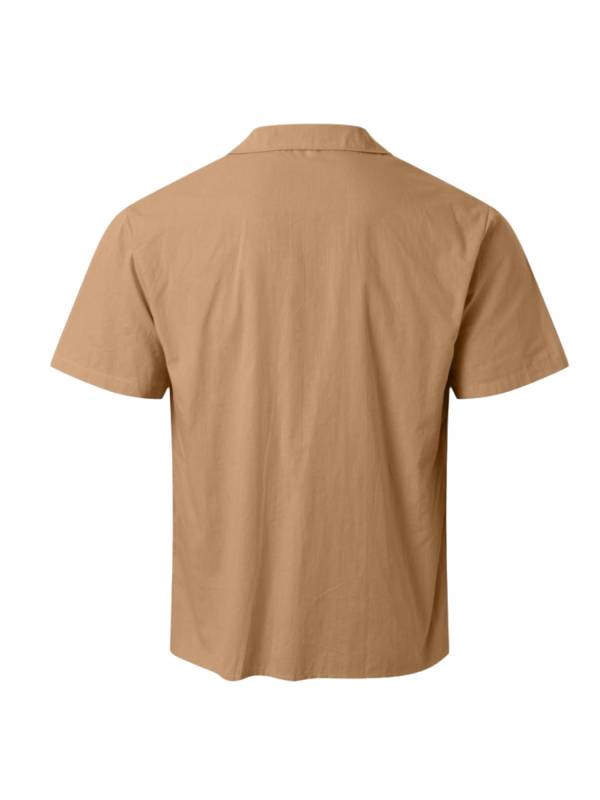 Men Striped Shirt Turn-Down Collar Short Sleeve Tops for Vacation thumb