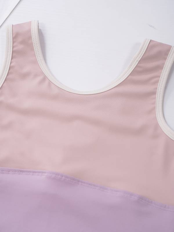 Kids Girls Color Block Crisscross Sleeveless Gymnastics Leotard thumb