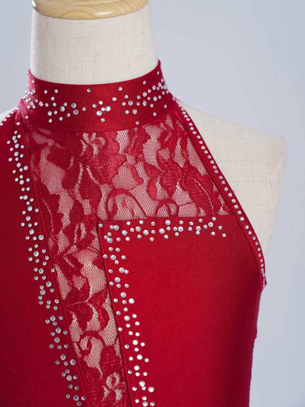 Kids Girls Sleeveless Floral Lace Lyrical Dance Leotard Dress thumb