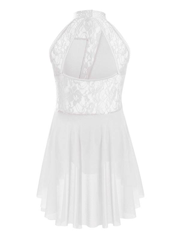 Kids Girls Sleeveless Floral Lace Lyrical Dance Leotard Dress thumb