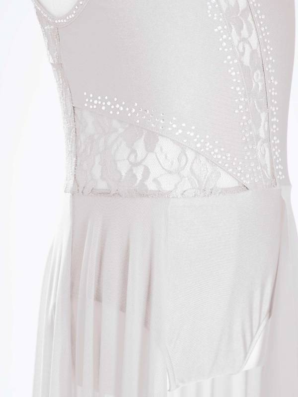 Kids Girls Sleeveless Floral Lace Lyrical Dance Leotard Dress thumb