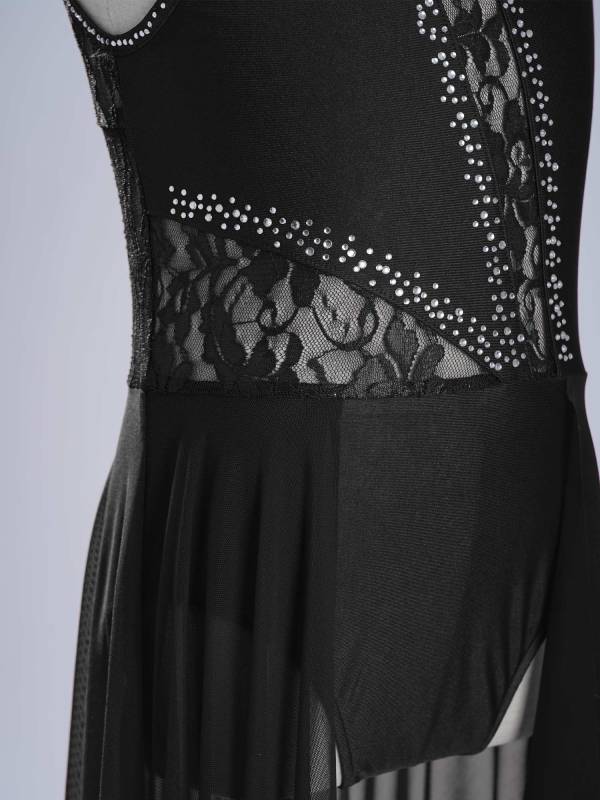 Kids Girls Sleeveless Floral Lace Lyrical Dance Leotard Dress thumb