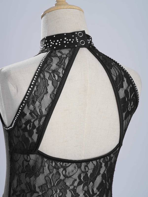 Kids Girls Sleeveless Floral Lace Lyrical Dance Leotard Dress thumb