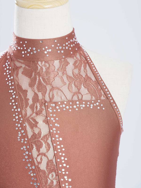 Kids Girls Sleeveless Floral Lace Lyrical Dance Leotard Dress thumb