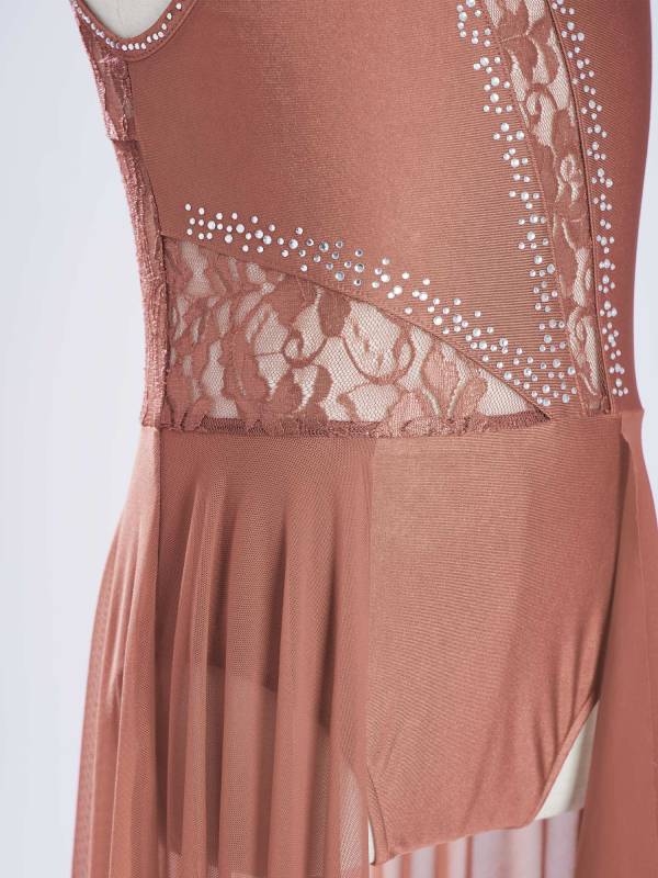 Kids Girls Sleeveless Floral Lace Lyrical Dance Leotard Dress thumb