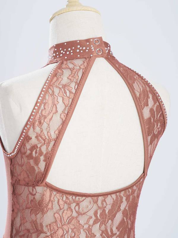 Kids Girls Sleeveless Floral Lace Lyrical Dance Leotard Dress thumb