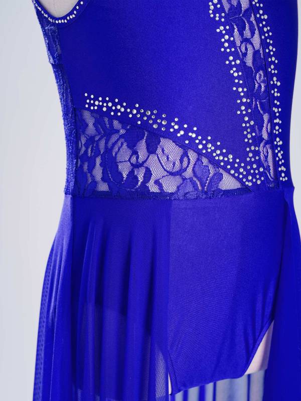 Kids Girls Sleeveless Floral Lace Lyrical Dance Leotard Dress thumb