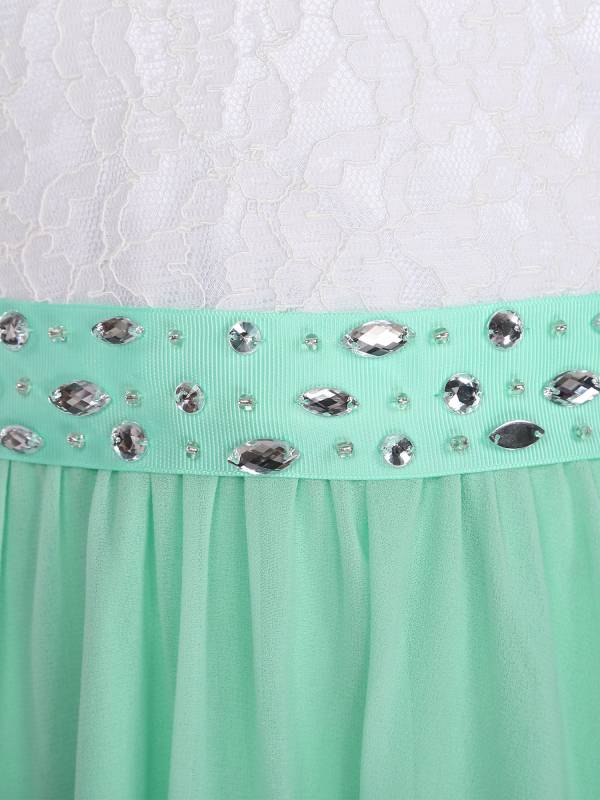 Kids Girls Party Dress with Rhinestone Belt Flare Sleeve Asymmetrical Dress thumb
