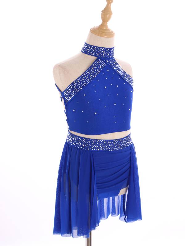 Kids Girls 2pcs Sleeveless Backless Crop Top and Mini Skirt Dance Set thumb