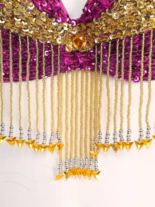 Women Sequins Straps Plastic Beaded Tassels Underwired Bra for Belly Dance thumb