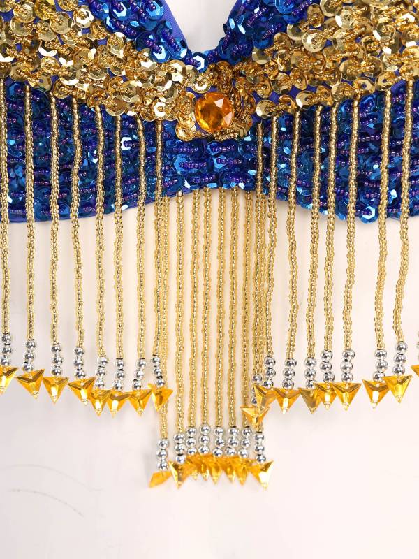 Women Sequins Straps Plastic Beaded Tassels Underwired Bra for Belly Dance thumb