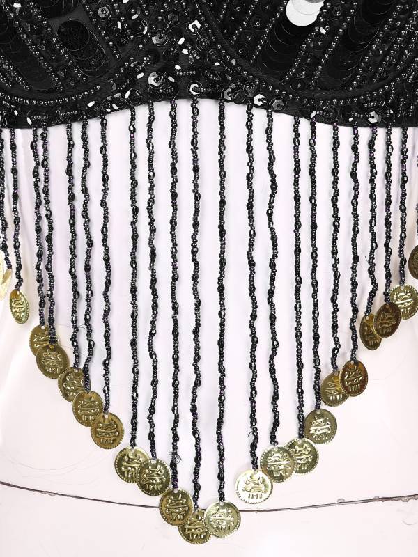 Women Straps Sequins Plastic Beaded Tassels Belly Dance Underwired Bra Top thumb