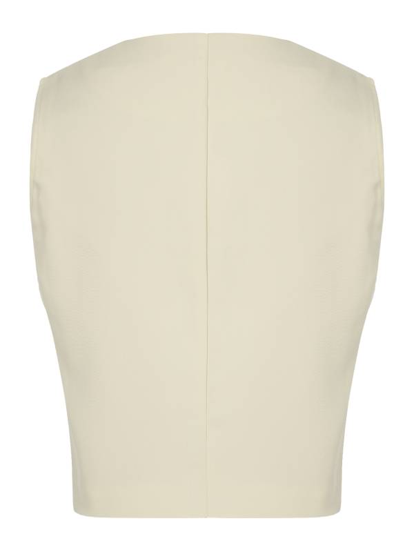 Women Solid Color V Neck Sleeveless Button Vest thumb