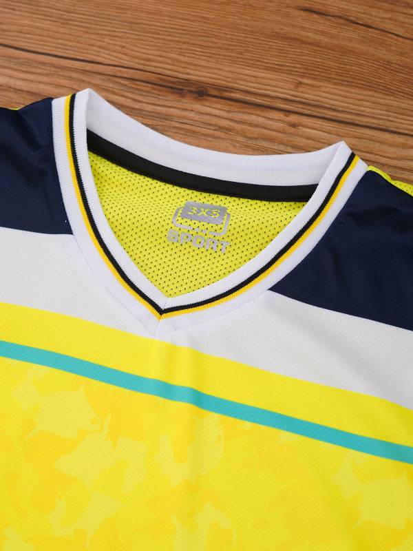 Kids Boys V-neck Short Sleeve Jersey T-shirt and Shorts Football Sports Set thumb