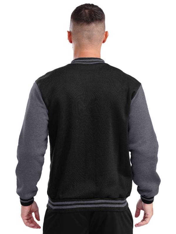 Men Long Sleeve Colorblock Front Button Baseball Jacket thumb