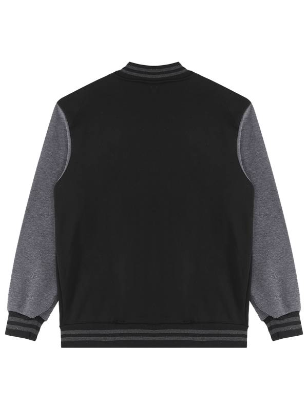 Men Long Sleeve Colorblock Front Button Baseball Jacket thumb