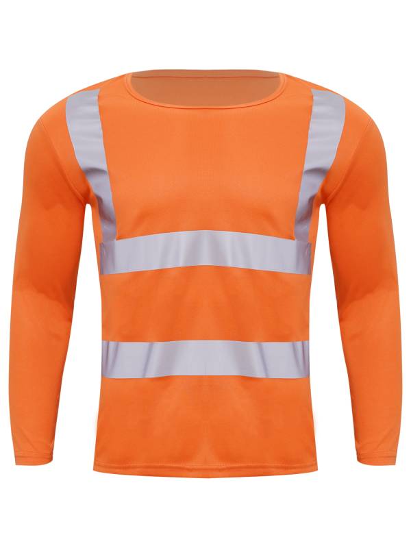 Men Long Sleeves Round Neck Reflective Stripes Sports T-shirt thumb