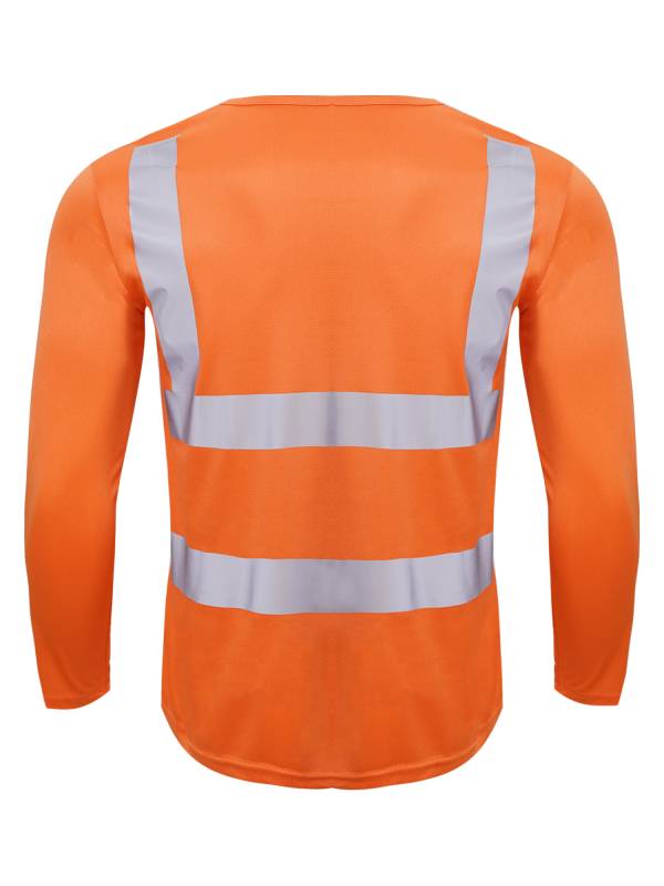 Men Long Sleeves Round Neck Reflective Stripes Sports T-shirt thumb