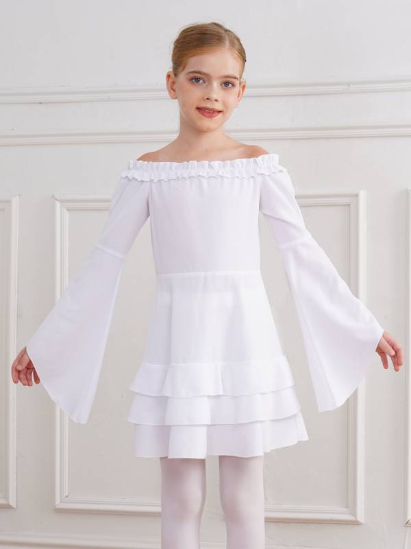 Girls Long Sleeve Off the Shoulder Ruffle Vintage Victorian Pirate Costume Dress thumb
