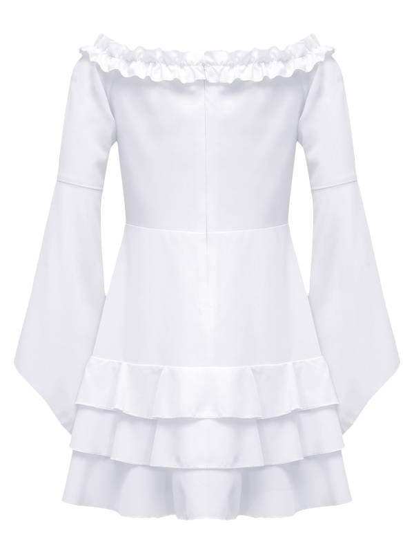 Girls Long Sleeve Off the Shoulder Ruffle Vintage Victorian Pirate Costume Dress thumb