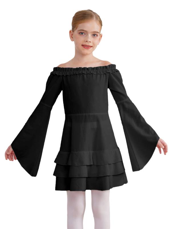 Girls Long Sleeve Off the Shoulder Ruffle Vintage Victorian Pirate Costume Dress thumb