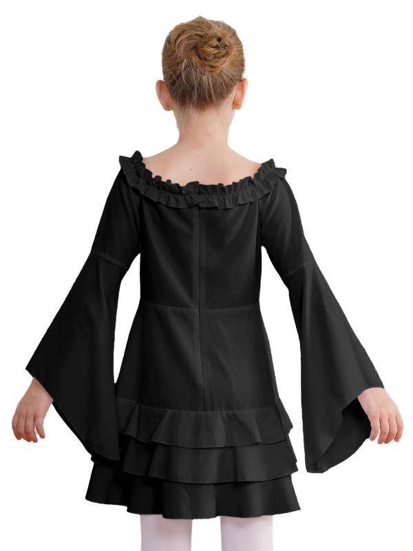 Girls Long Sleeve Off the Shoulder Ruffle Vintage Victorian Pirate Costume Dress thumb